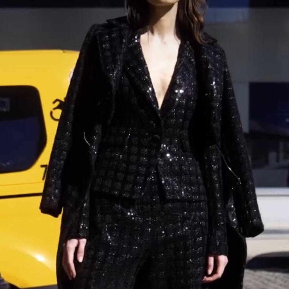 Cavanagh Baker Tweed Sequin Taylor Blazer Sz M